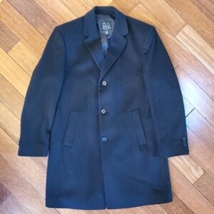 Black Jos A Bank Wool Blend Overcoat : Size 38 Short